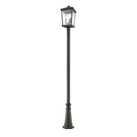 Z-Lite Beacon 3 Light Outdoor Post Mounted Fixture, Oil Rubbed Bronze & Clear Beveled 568PHXLR-519P-ORB